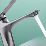 Aerator Included Low Arc Silver Copper Bathroom Sink Faucet Image - 11