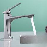 Aerator Included Low Arc Silver Copper Bathroom Sink Faucet Image - 4