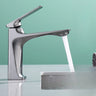 Aerator Included Low Arc Silver Copper Bathroom Sink Faucet Image - 4