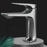 Aerator Included Low Arc Silver Copper Bathroom Sink Faucet Image - 5