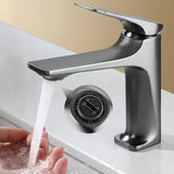 Aerator Included Low Arc Silver Copper Bathroom Sink Faucet Image - 8