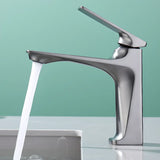 Aerator Included Low Arc Silver Copper Bathroom Sink Faucet Image - 9