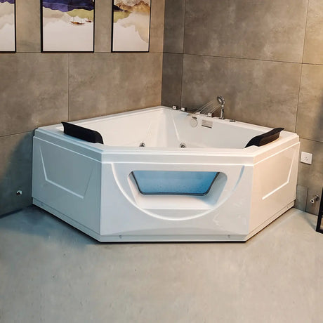 Air Massage Corner White Acrylic Illuminated Bathtub Image - 1