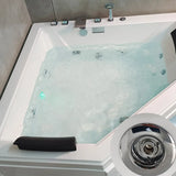 Air Massage Corner White Acrylic Illuminated Bathtub Image - 10