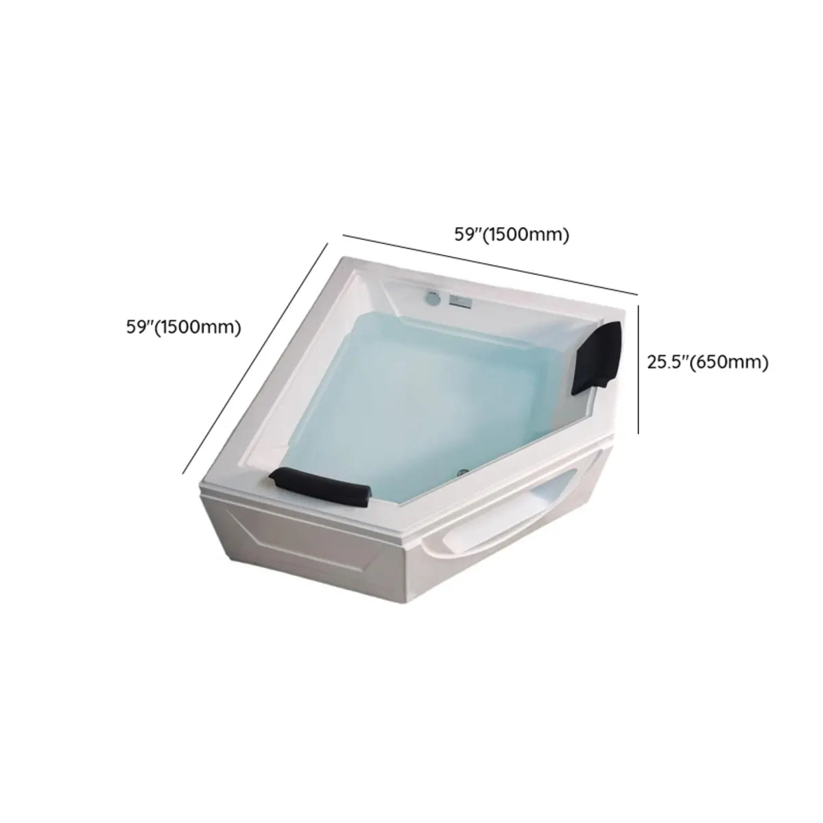 Air Massage Corner White Acrylic Illuminated Bathtub 