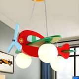 Airplane Ball Metal Kids Room Multicolor LED Chandelier Image - 1