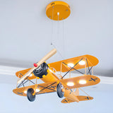 Airplane Cast Iron Kids Room Blue Large LED Chandelier Image - 6