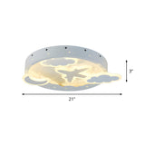 Airplane Cloud Moon Sky Round LED Flush Mount Light Image - 4