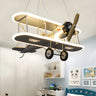 Airplane Metal Acrylic Kids Room Black Large Chandelier Image - 1