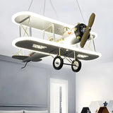 Airplane Metal Acrylic Kids Room Black Large Chandelier Image - 2