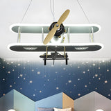 Airplane Metal Acrylic Kids Room Black Large Chandelier Image - 3