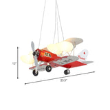 Airplane Metal Kids Room Red 4-Light Medium Chandelier #size