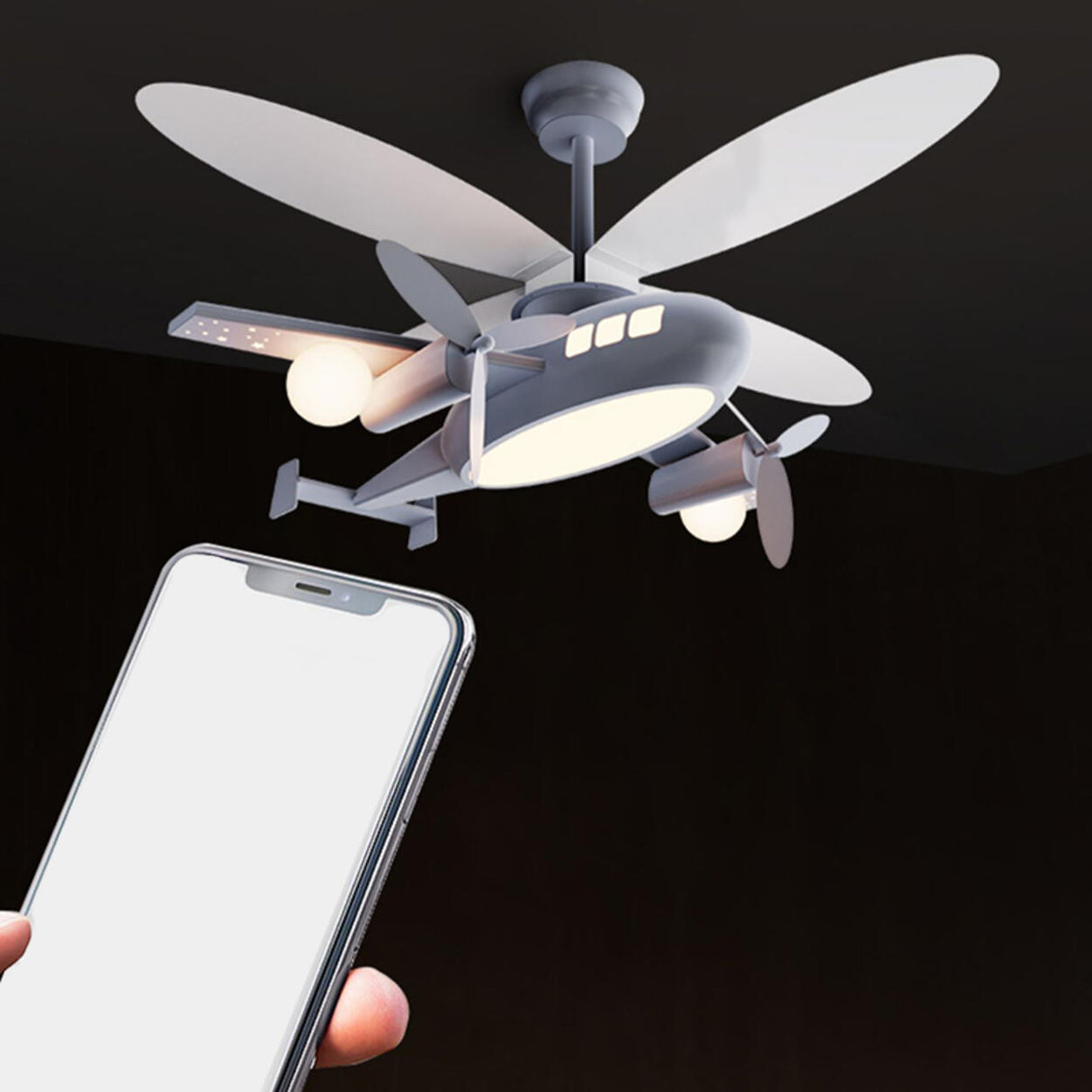 Airplane Themed Kids Room Ceiling Fan with LED Light Image - 10