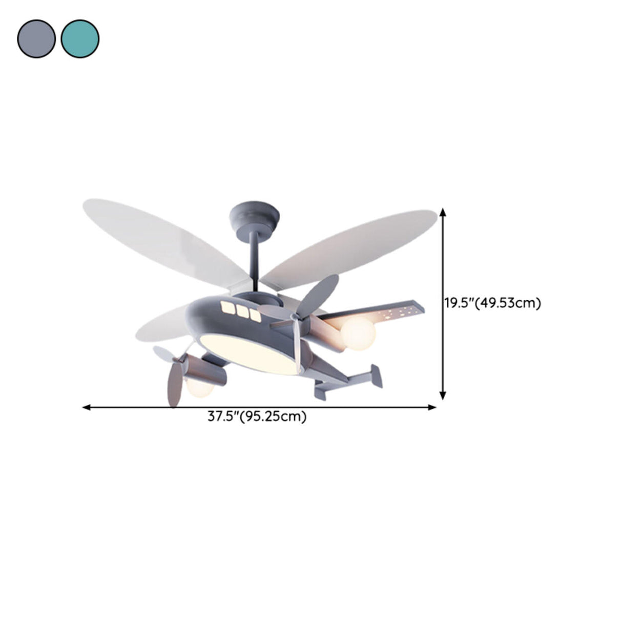 Airplane Themed Kids Room Ceiling Fan with LED Light 