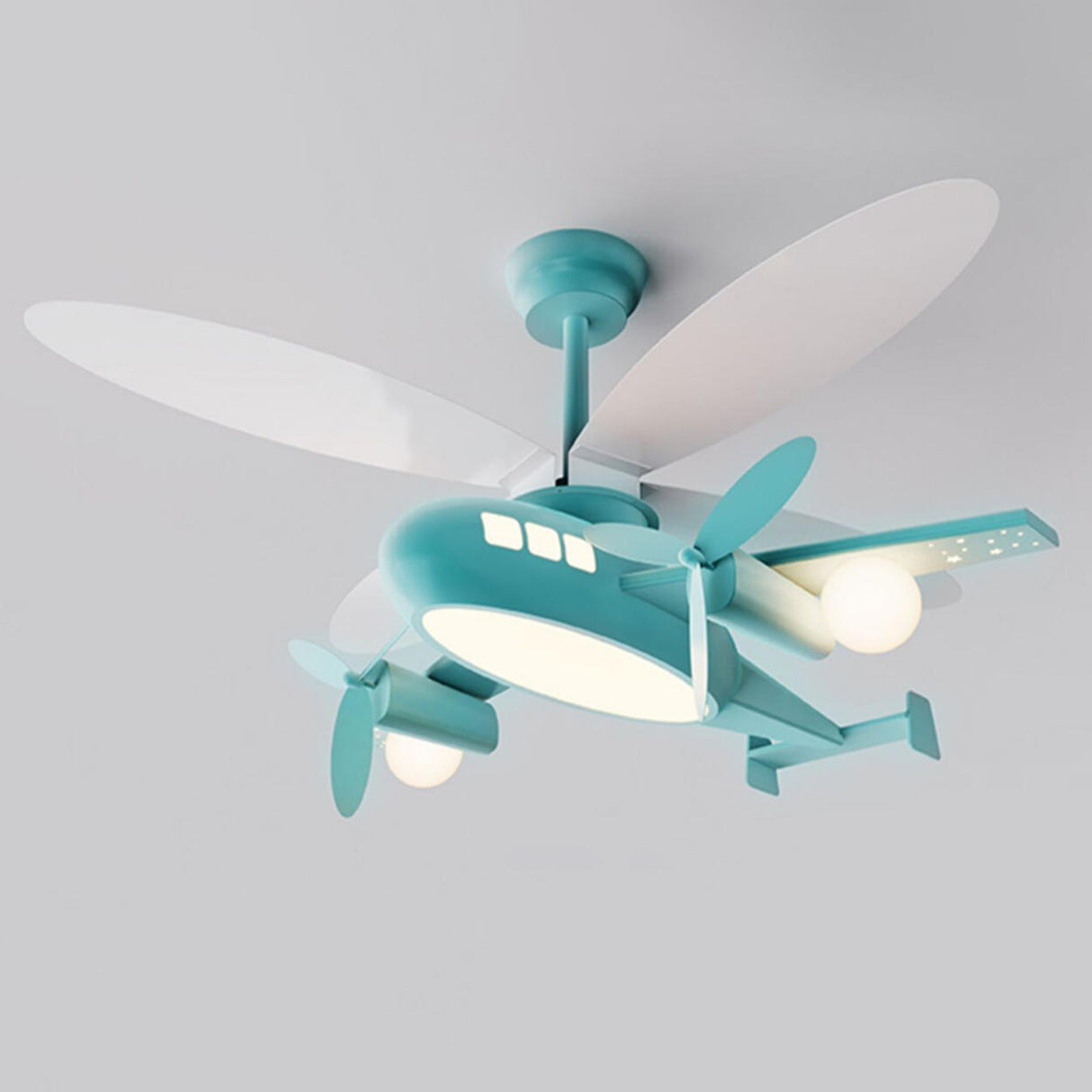 Airplane Themed Kids Room Ceiling Fan with LED Light Image - 6