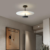 Aisle Black White Disc Dimmable Semi-Flush Mount Light Image - 4