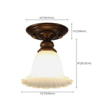 Aisle Brown Flower Frosted Glass Semi-Flush Mount Light #size