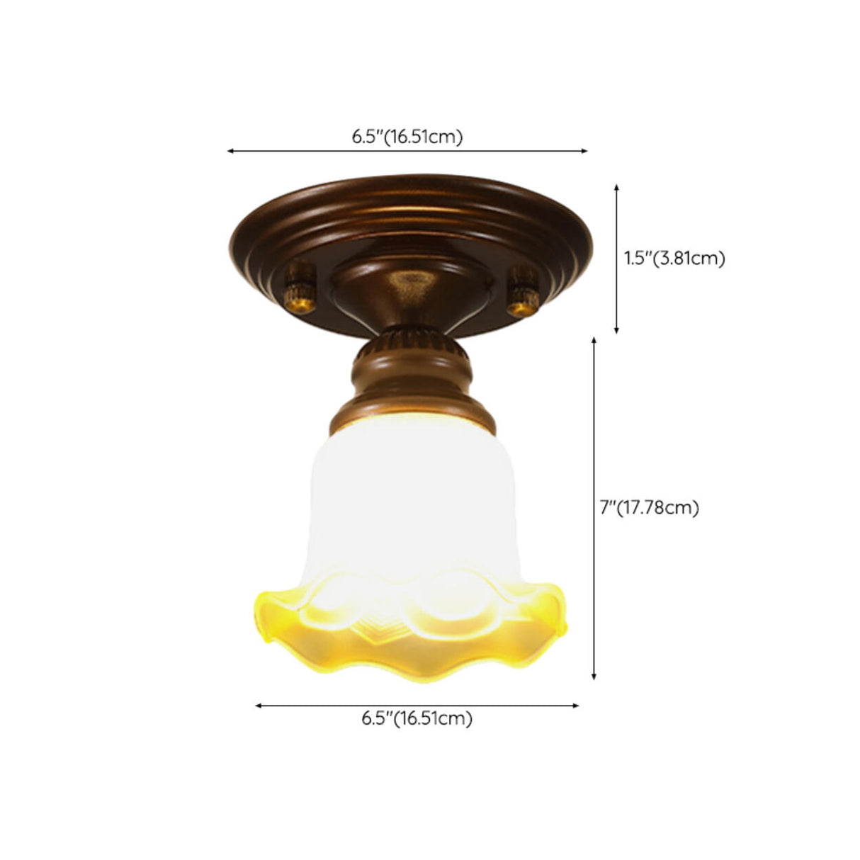 Aisle Brown Flower Frosted Glass Semi-Flush Mount Light Image - 18