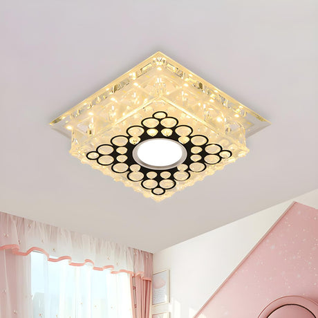 Aisle Bubble Pattern Crystal Square Flush Mount Light Image - 2