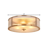 Aisle Colonial Mini Brass Drum Glass Flush Mount Light #size