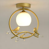 Aisle Gold Ring Bird Mini Semi-Flush Mount Ceiling Lamp Image - 1