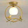 Aisle Gold Ring Bird Mini Semi-Flush Mount Ceiling Lamp Image - 1