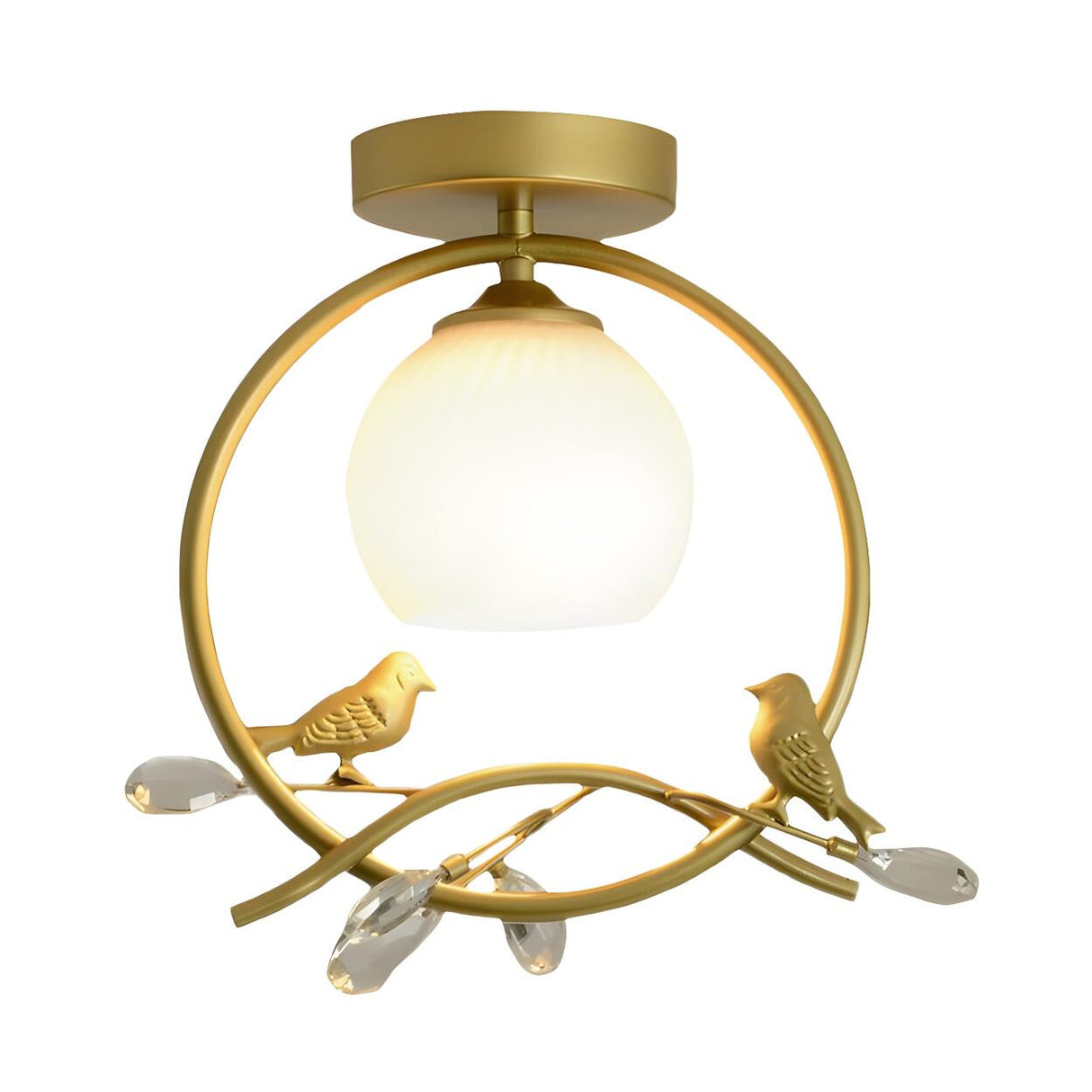 Aisle Gold Ring Bird Mini Semi-Flush Mount Ceiling Lamp Image - 4