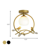 Aisle Gold Ring Bird Mini Semi-Flush Mount Ceiling Lamp Image - 5