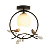 Aisle Gold Ring Bird Mini Semi-Flush Mount Ceiling Lamp Image - 8