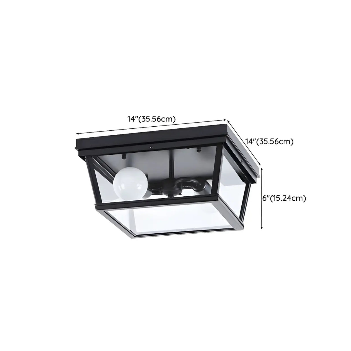 Aisle Industrial Black Square Metal Flush Mount Light 