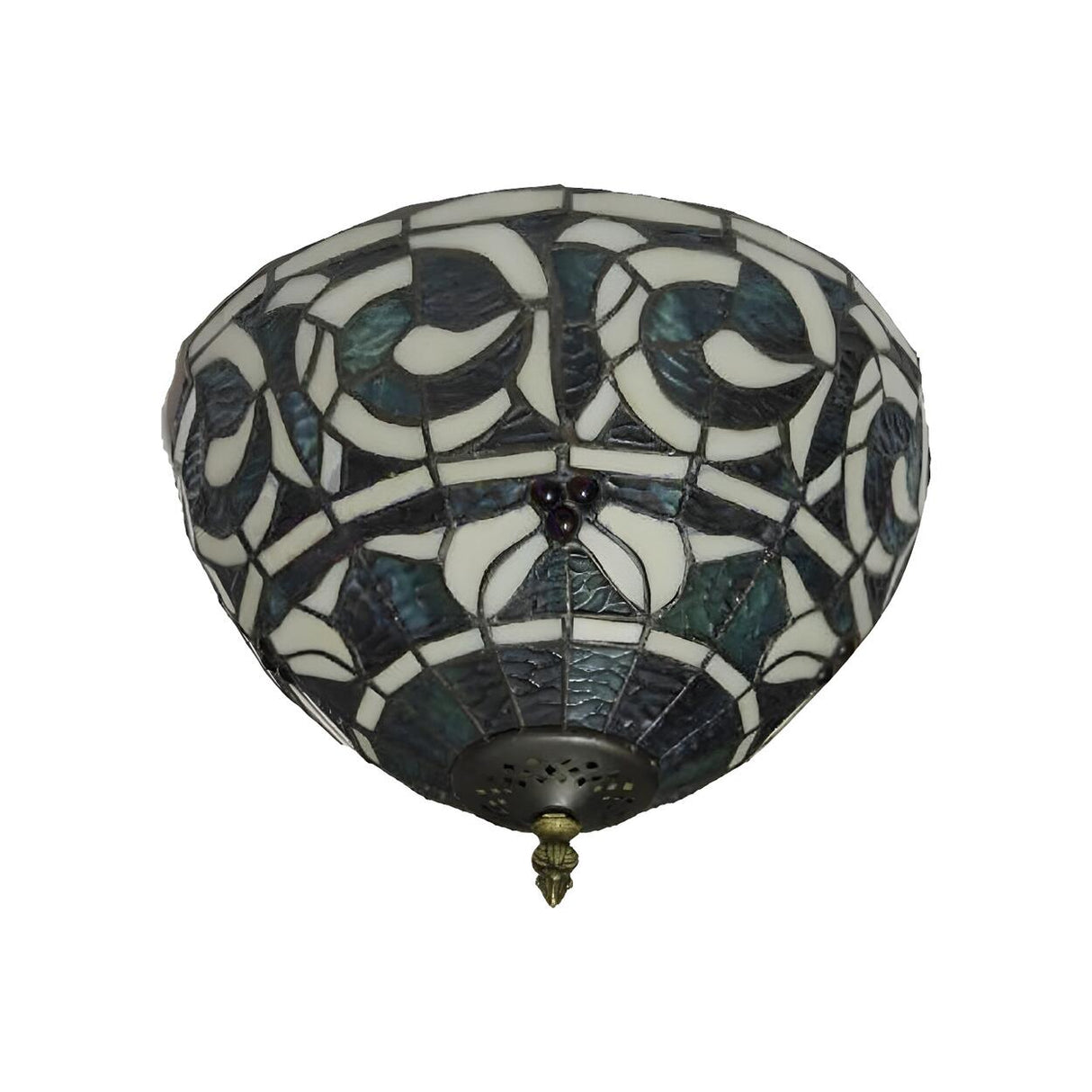 Aisle Tiffany Stained Glass Bowl Shape Flush Mount Lamp Image - 4