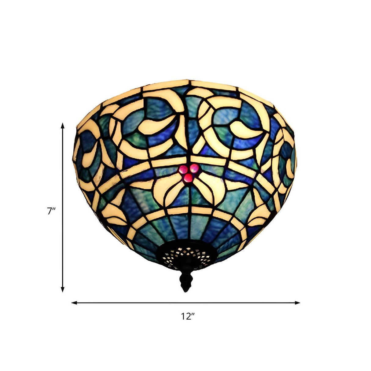 Aisle Tiffany Stained Glass Bowl Shape Flush Mount Lamp Image - 5