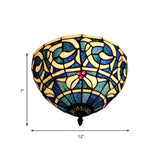 Aisle Tiffany Stained Glass Bowl Shape Flush Mount Lamp Image - 5