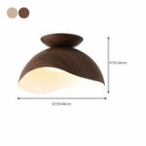 Aisle Walnut Wood Grain Dome Arc Semi-Flush Mount Light #size