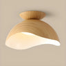 Aisle Walnut Wood Grain Dome Arc Semi-Flush Mount Light Image - 6