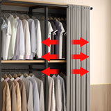 Alloy Grey Sliding Door Shelves Wardrobe with Clothing Rod Image - 3