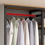 Alloy Grey Sliding Door Shelves Wardrobe with Clothing Rod Image - 4