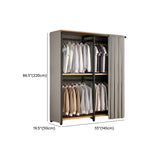 Alloy Grey Sliding Door Shelves Wardrobe with Clothing Rod Image - 8