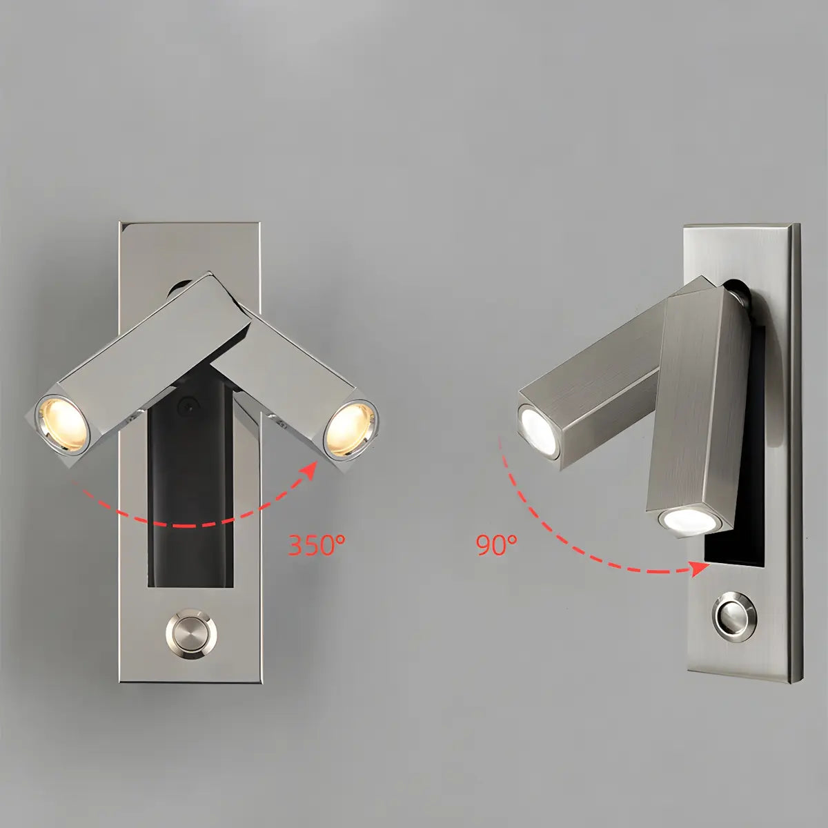 Aluminum Adjustable Rocker Switch Reading Wall Light Image - 6