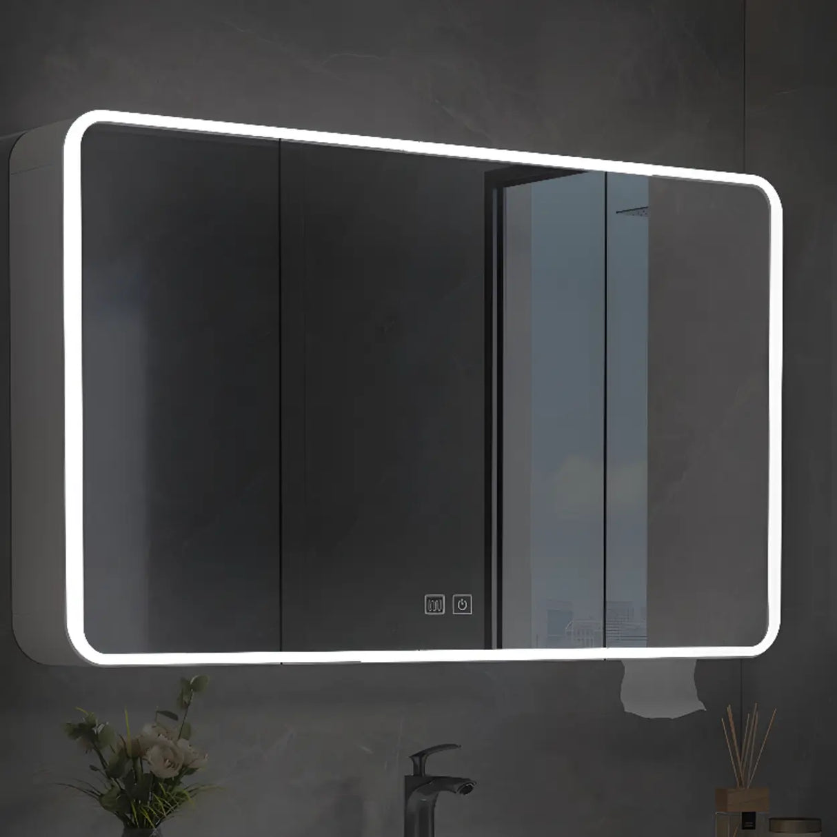 Aluminum Frameless Mirror Defogger Medicine Cabinet Image - 8