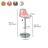 Amber Bucket Acrylic Adjustable Swivel Low Back Bar Stool #size