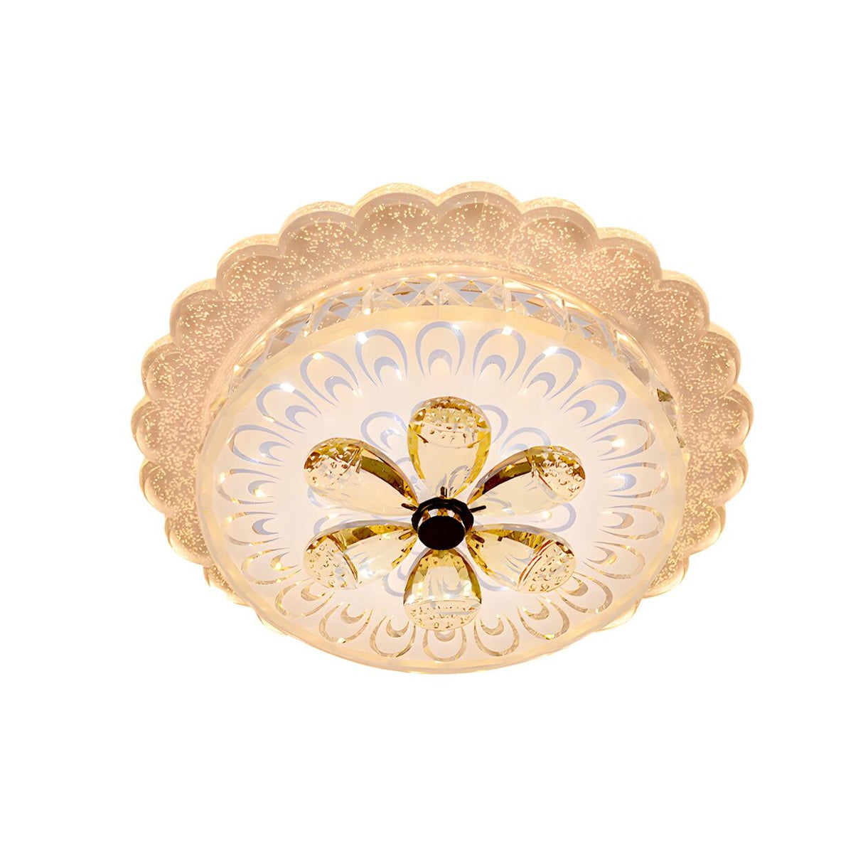 Amber Crystal Tiered Flower LED Flush Mount Light Image - 3