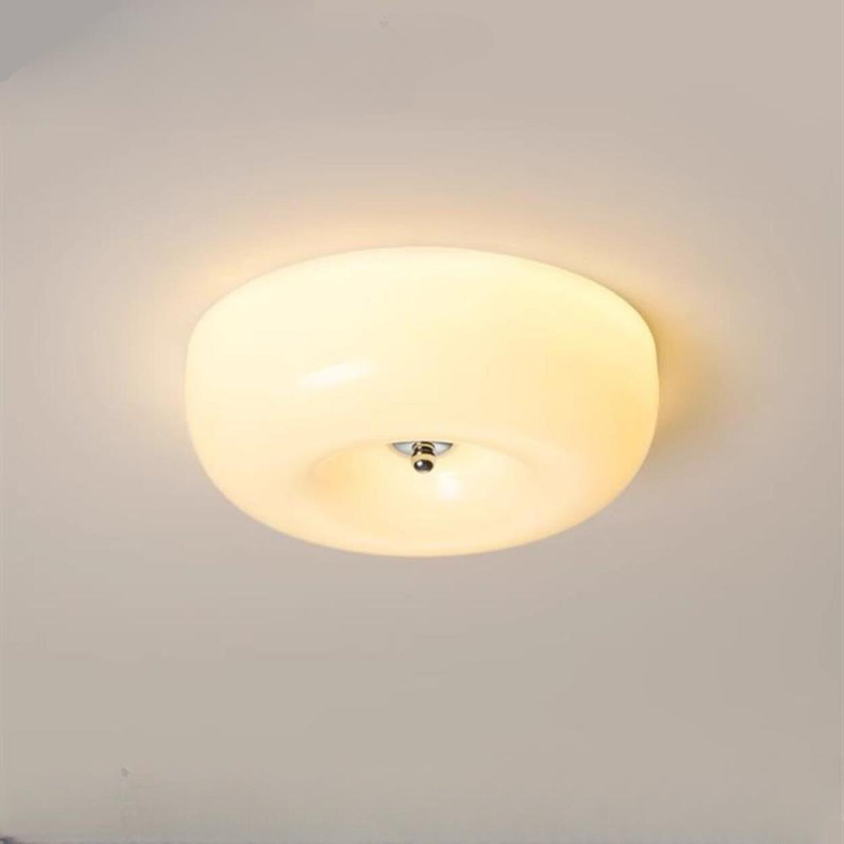 Amber Glass Ambient Round Flush Mount Light  Image - 2