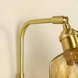 Amber Glass Walnut Wood Bell Pull String Wall Sconce Image - 9