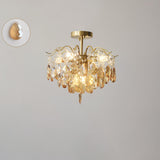 Amber Raindrop Crystal Semi-Flush Mount Ceiling Light Image - 10