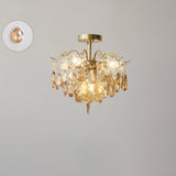 Amber Raindrop Crystal Semi-Flush Mount Ceiling Light Image - 2