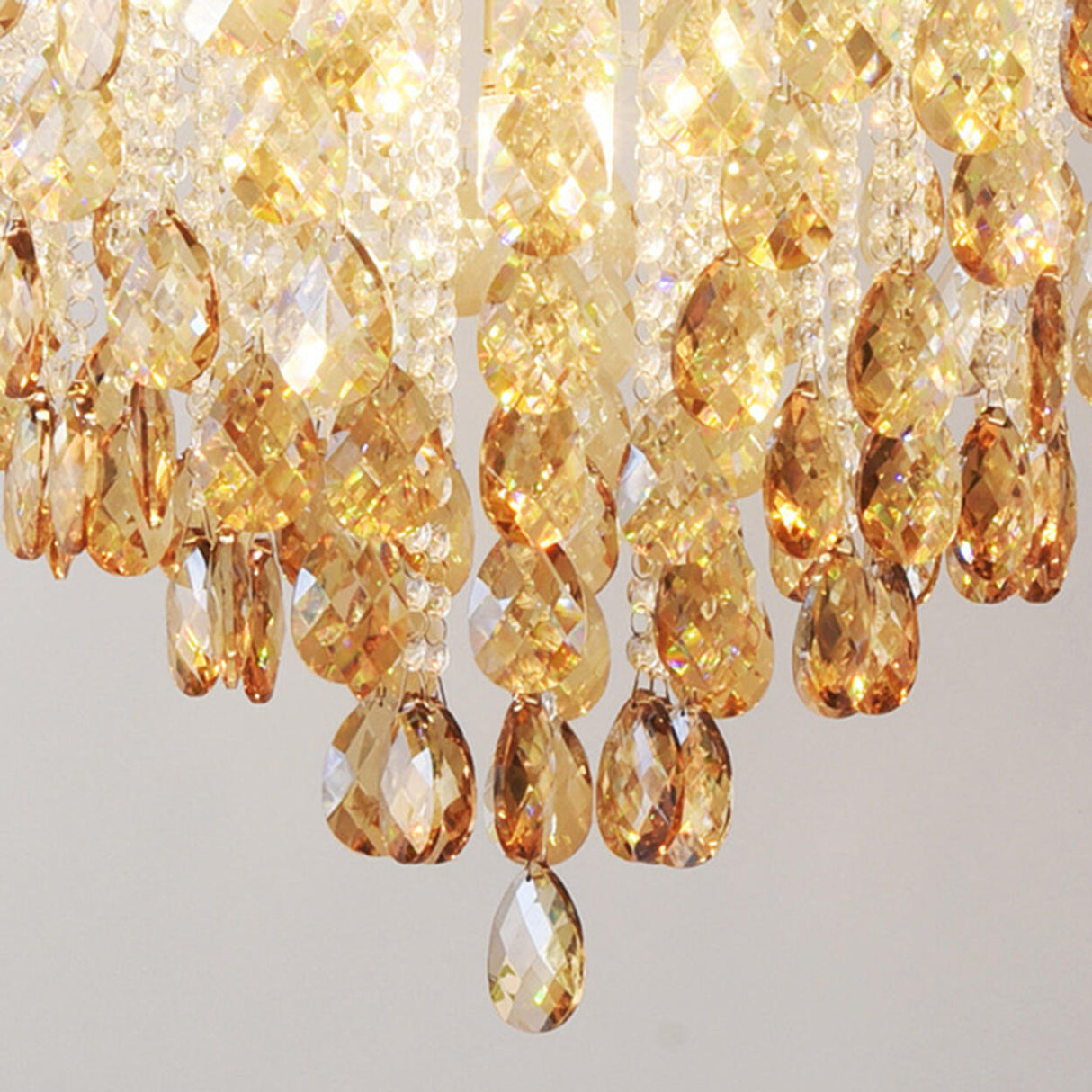 Amber Raindrop Crystal Semi-Flush Mount Ceiling Light Image - 20