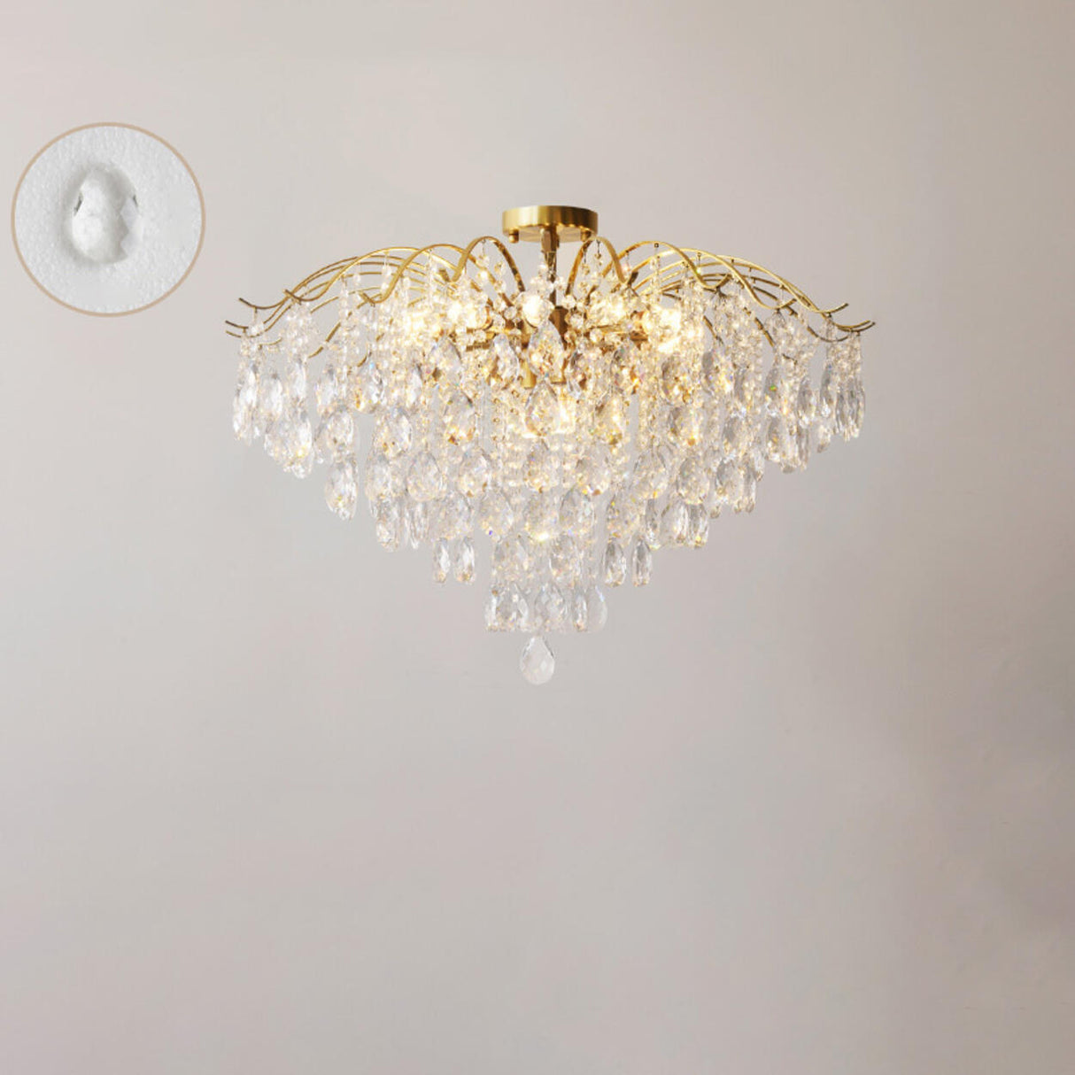 Amber Raindrop Crystal Semi-Flush Mount Ceiling Light Image - 22