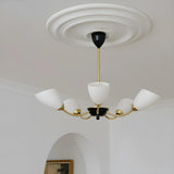 American Gold and Black Frosted Glass Chandelier Image - 7