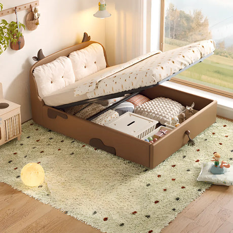 Animal Upholstered Wood Kids Bed with Lift Up Storage Image - 1